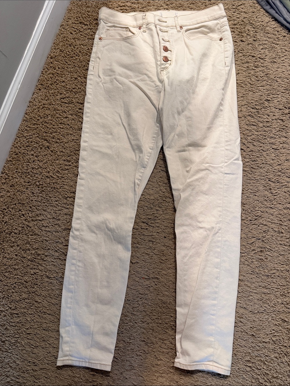 Loft high-Rise Button-Fly cream  jeans